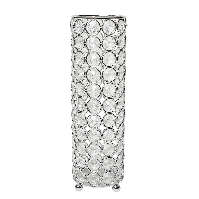 Elegant Designs HG1011-CHR Elipse Crystal Decorative Flower Vase, Candle Holder, Wedding Centerpiece, 10.25 Inch, Chrome - Image 1